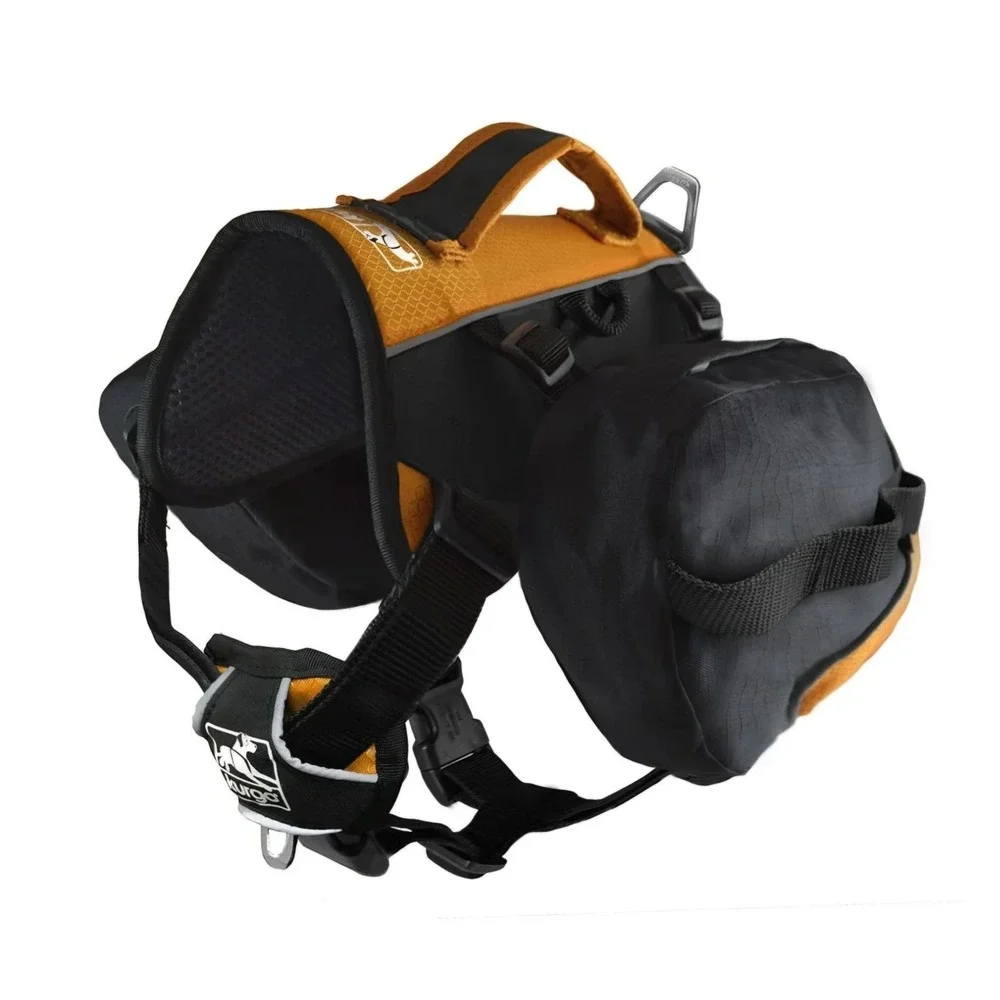 Kurgo Baxter Dog Backpack Blk/Orange Zip Saddle Bags Hiking Running Walking